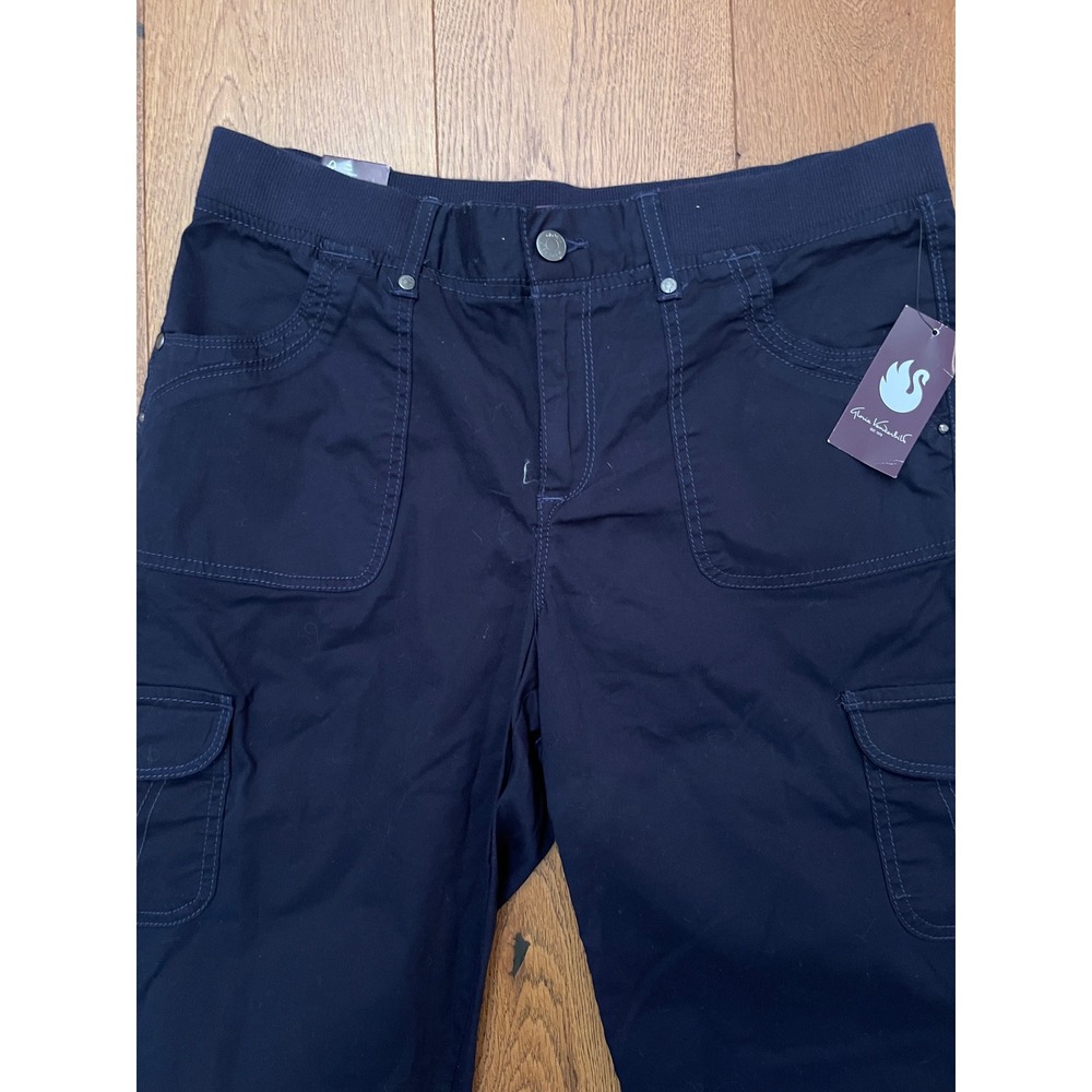 Gloria Vanderbilt Utility Cargo Capri Pants Womens Size 6 Navy Blue NWT Ties